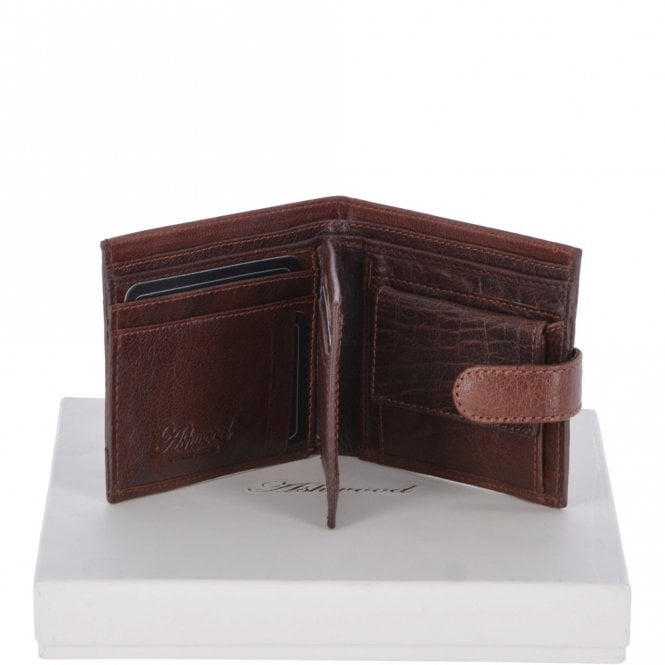 ashwood leather Crumble 8 Card ID & Coins Bill Fold Tab Wallet Tan/crum : 1411 C