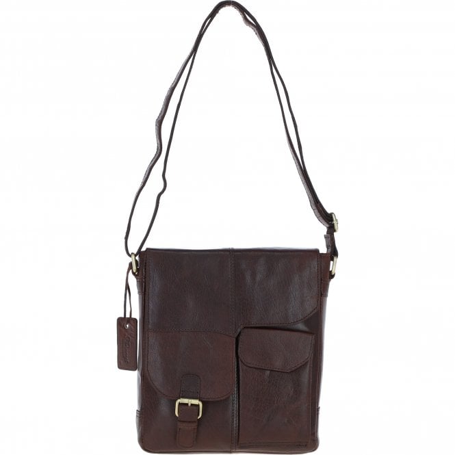 ashwood leather Elegant Ashwood Leather Unisex Crossbody Bag Brandy: G-19