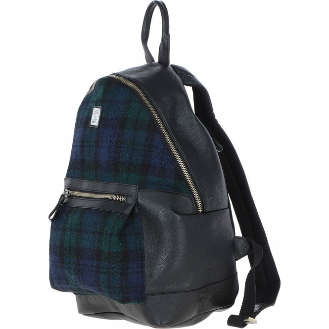 Ashwood Leather Exquisite Ashwood Leather X Harris Tweed Large Rucksack Black/Watch: TW-43-03-BW