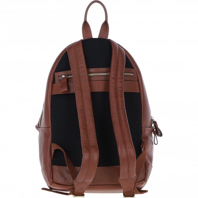 Ashwood Leather Exquisite Ashwood Leather X Harris Tweed Large Rucksack Tan/Navy: TW-43-11-TN