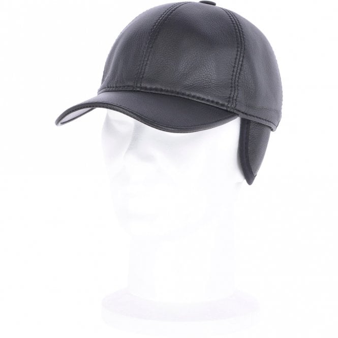 Ashwood Leather Felt Lined Leather Baseball Cap Black : Woodmere