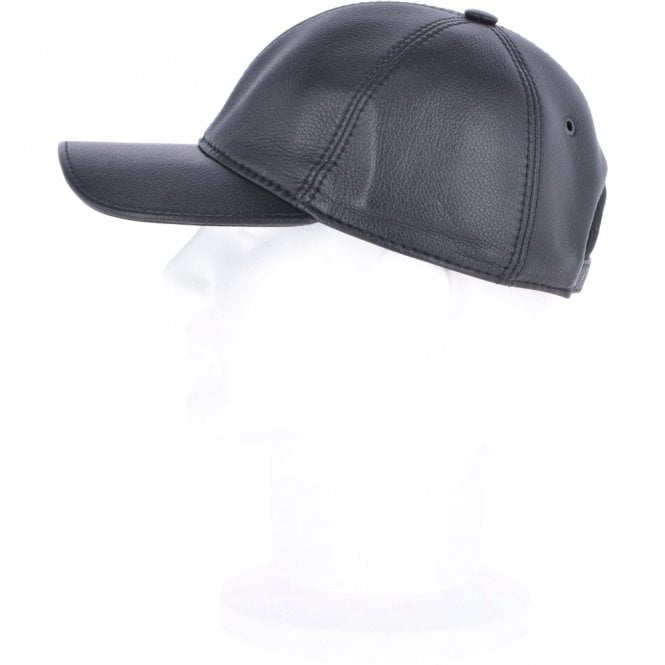 Ashwood Leather Felt Lined Leather Baseball Cap Black : Woodmere
