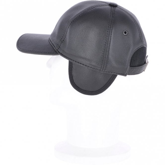 Ashwood Leather Felt Lined Leather Baseball Cap Black : Woodmere