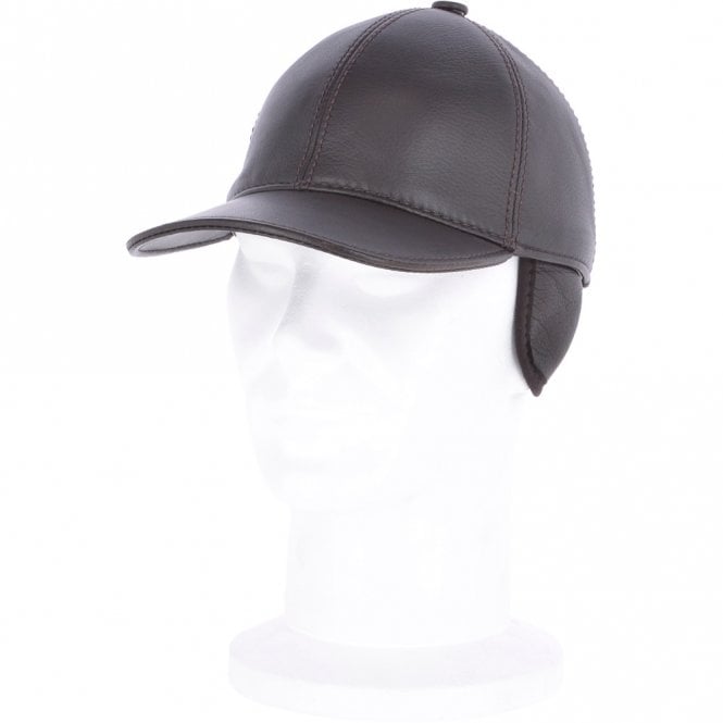 Ashwood Leather Felt Lined Leather Baseball Cap Brown : Woodmere