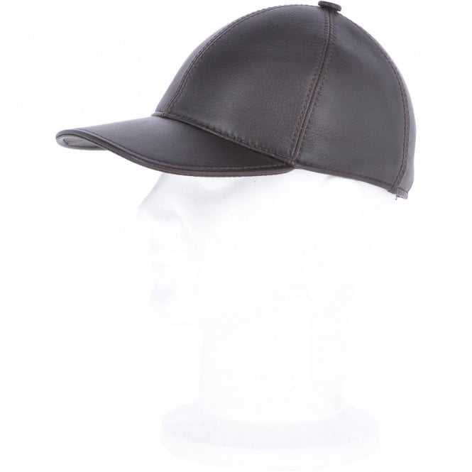 Ashwood Leather Felt Lined Leather Baseball Cap Brown : Woodmere