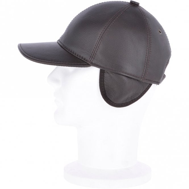 Ashwood Leather Felt Lined Leather Baseball Cap Brown : Woodmere