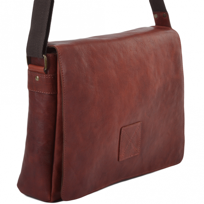 Ashwood Leather Five Pocket Carry All Leather Messenger Bag Cognac : Pedro