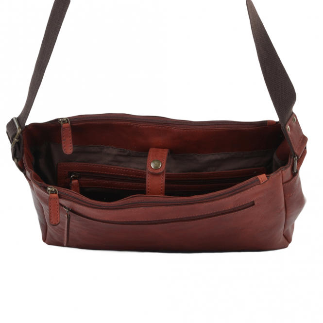 Ashwood Leather Five Pocket Carry All Leather Messenger Bag Cognac : Pedro