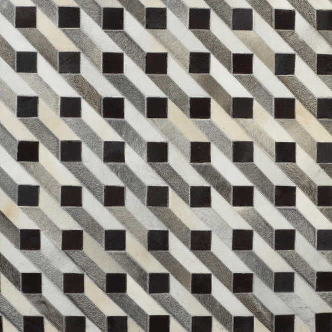 Ashwood Leather Hair On Hide Rug Gray/Charcoal : Mehari