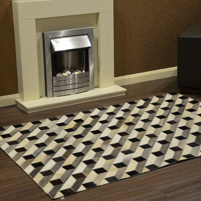 ashwood leather Hair On Hide Rug Gray/Charcoal : Mehari