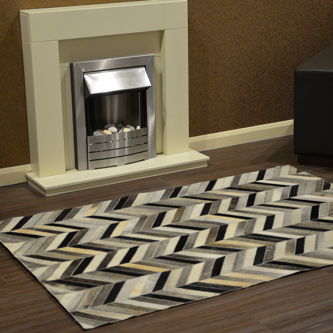 ashwood leather Hair On Hide Rug Light Grey/ Charcoal : Mehari