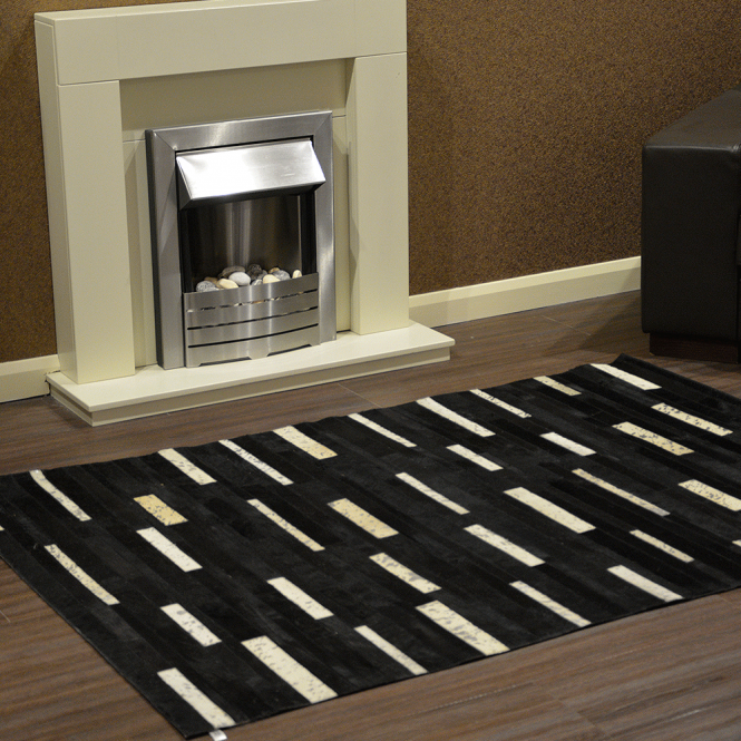 ashwood leather Hair On Hide Rug Neutral/Blk : Mehari