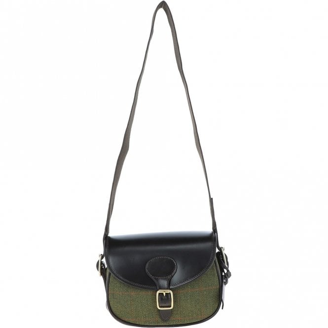 ashwood leather Heritage Handcrafted 100 Capacity Leather & Tweed Cartridge Bag: Madox