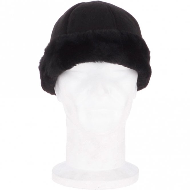 ashwood leather Ladies Luxury Sheepskin Hat Black : Cahira