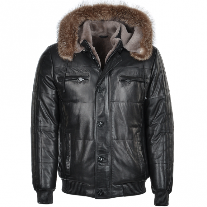 ashwood leather Lambskin Leather And Sheepskin Lined Hooded Jacket : Odin