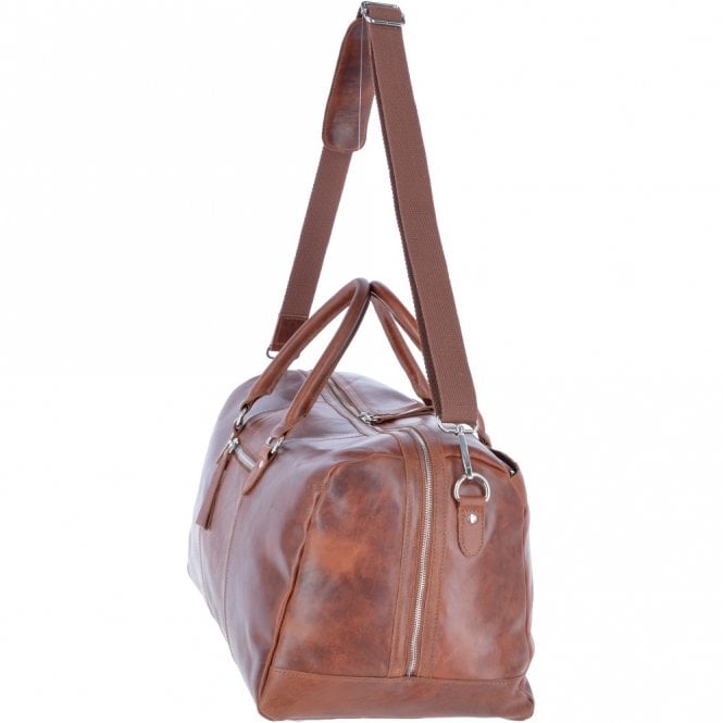 Ashwood Leather Large Leather Oily Hunter Holdall Tan : 1666