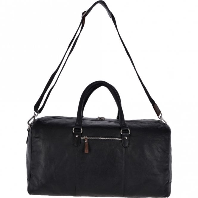 Ashwood Leather Large Leather Vintage Holdall Black/mud : F-87