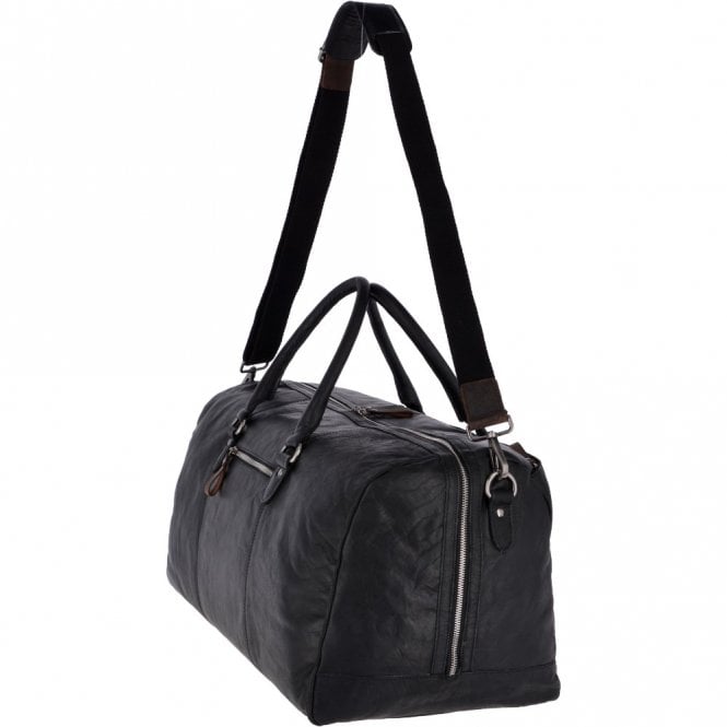Ashwood Leather Large Leather Vintage Holdall Black/mud : F-87