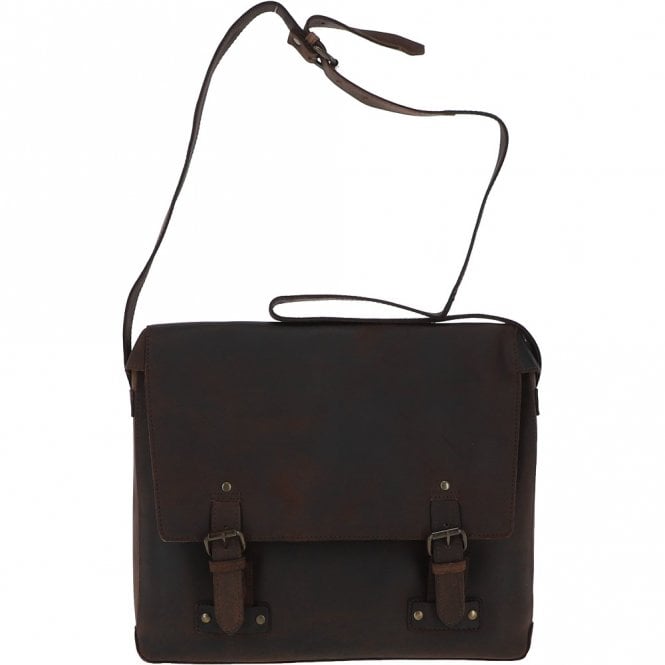 ashwood leather Large Vintage Leather Messenger Bag Brown: Memphis