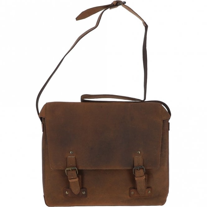 ashwood leather Large Vintage Leather Messenger Bag Tan: Memphis