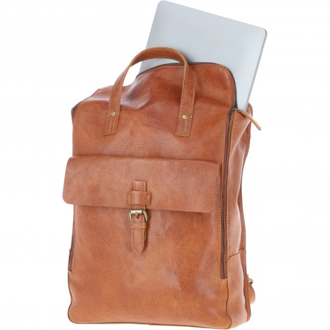 Ashwood Leather Large Waxy Leather Backpack Tan: Tommy