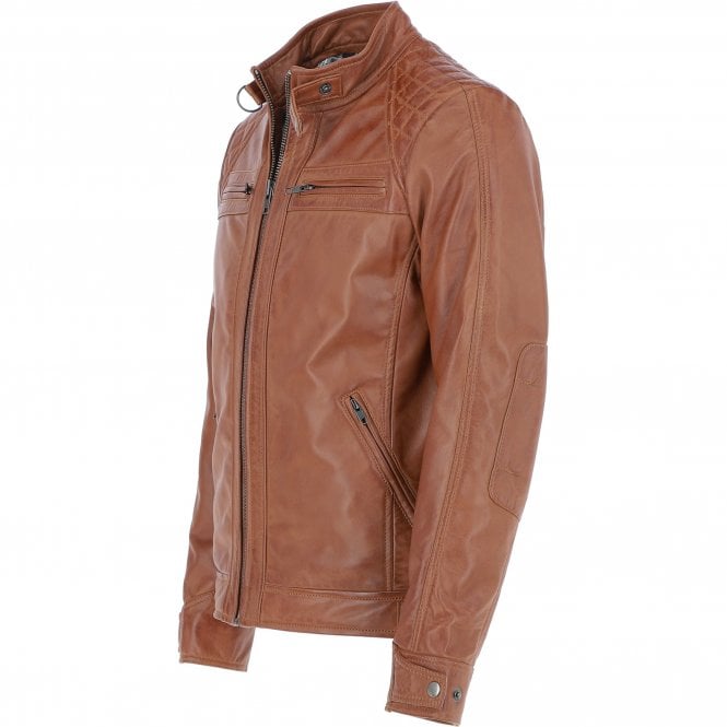 Ashwood Leather Leather Biker Jacket Tan/waxy : Bronx