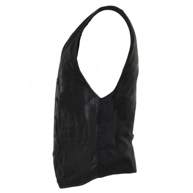 Ashwood Leather Leather Front Waistcoat Black : Thomas