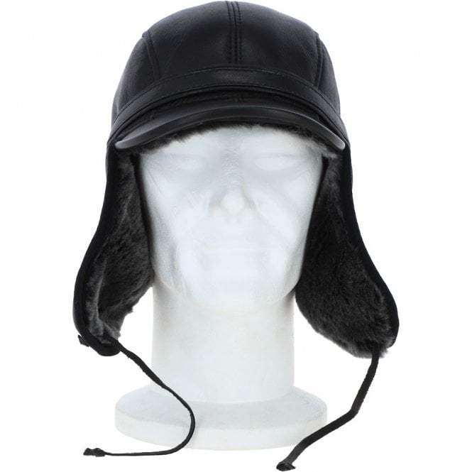 ashwood leather Leather Hunting Trapper Hat With Sheepskin Fur Black/brissa : Dakota