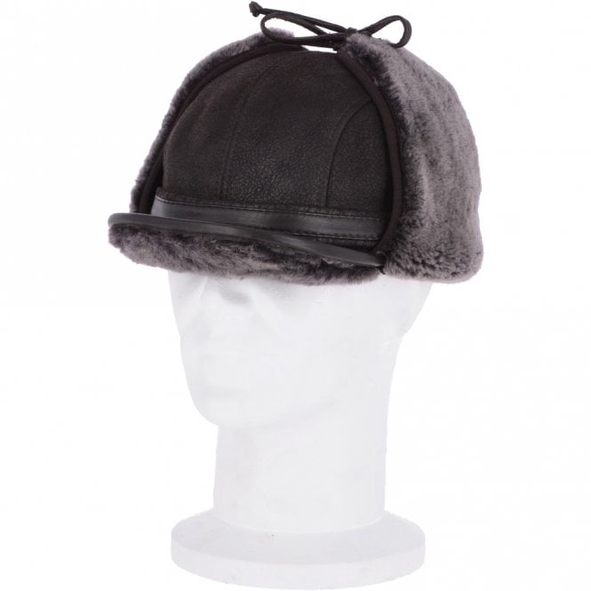 Ashwood Leather Leather Hunting Trapper Hat With Sheepskin Fur Brown Brissa : Dakota