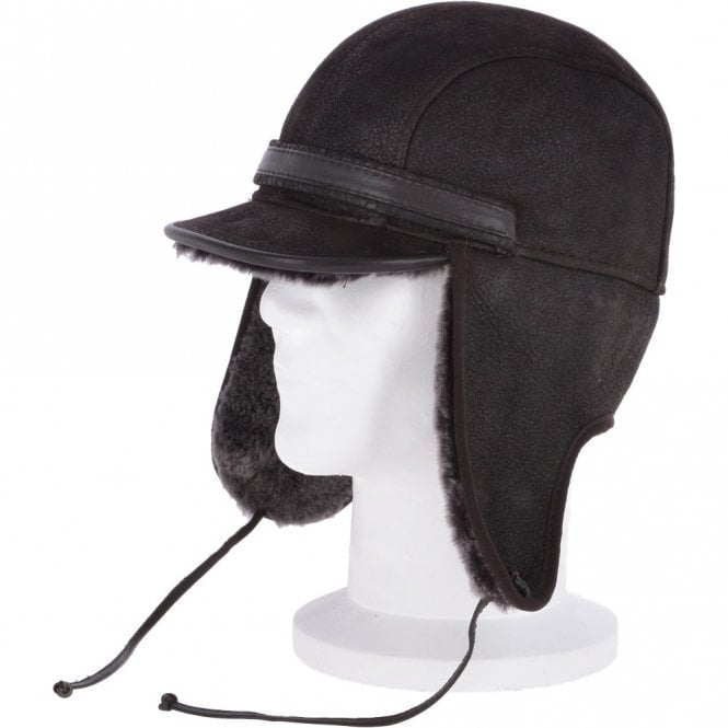 Ashwood Leather Leather Hunting Trapper Hat With Sheepskin Fur Brown Brissa : Dakota