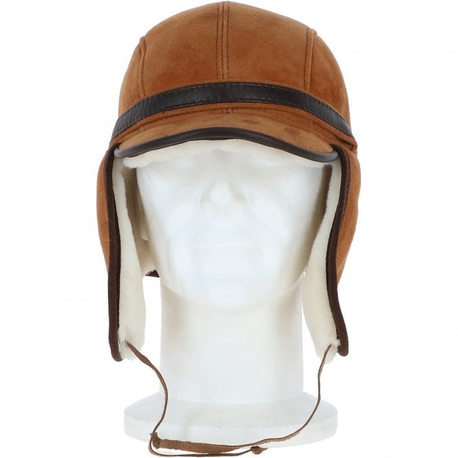 ashwood leather Leather Hunting Trapper Hat With Sheepskin Fur Tan/brn : Dakota
