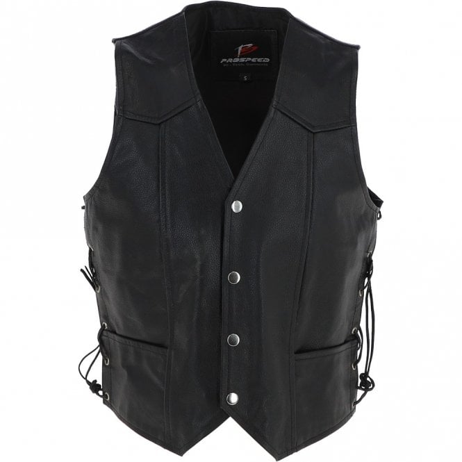 ashwood leather Leather Laced Waistcoat Black : G-W/C 632