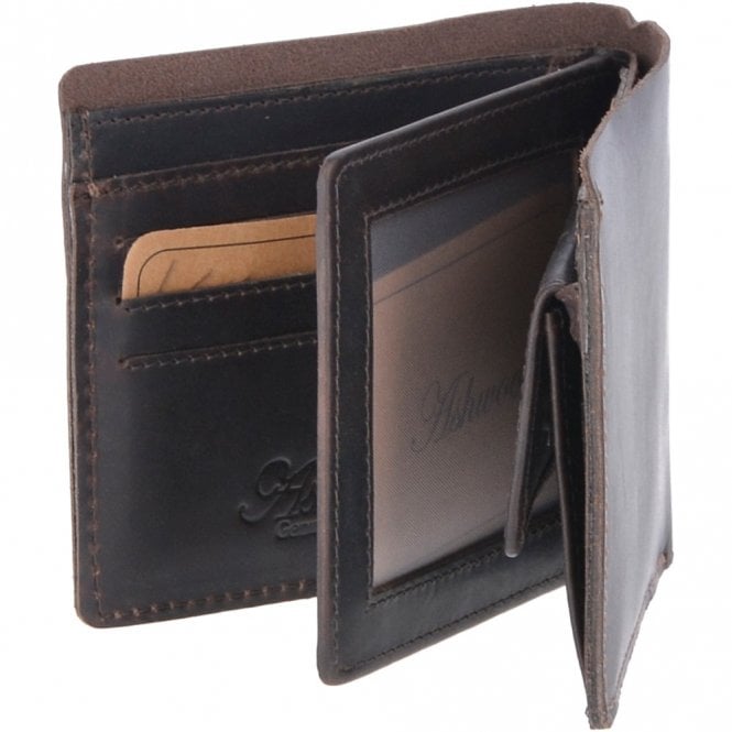 Ashwood Leather Leather Oily Hunter Wallet With ID And Coin Section Brown : 1884