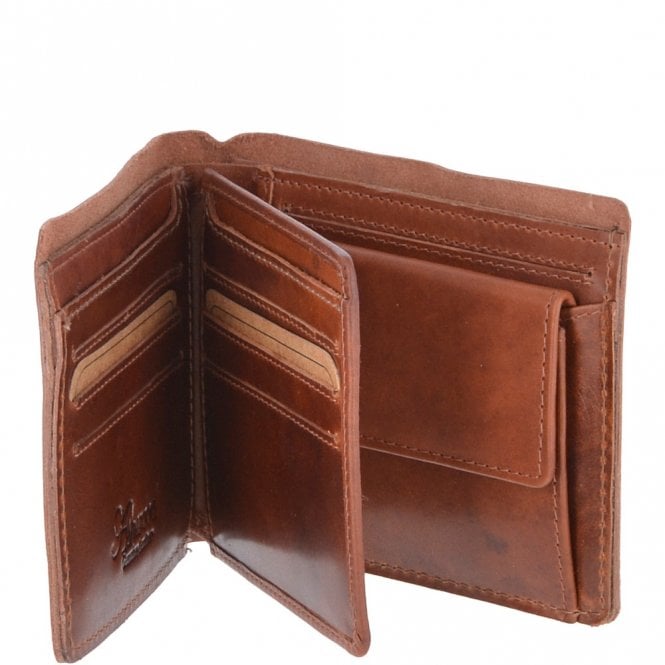 Ashwood Leather Leather Oily Hunter Wallet With ID And Coin Section Chestnut : 1884
