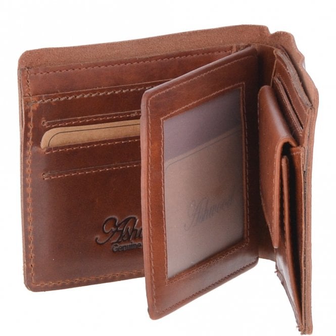 Ashwood Leather Leather Oily Hunter Wallet With ID And Coin Section Chestnut : 1884
