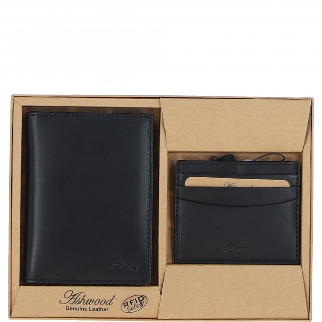 ashwood leather Leather Passport Cover & Card Holder Gift Set Black: GS-1280