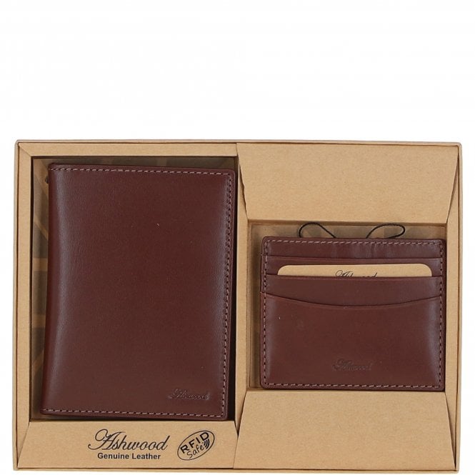 ashwood leather Leather Passport Cover & Card Holder Gift Set Chestnut: GS-1280