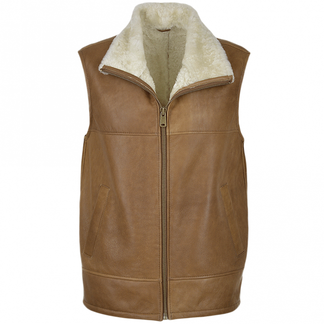 ashwood leather Leather Sheepskin Gillet Tan : Norden