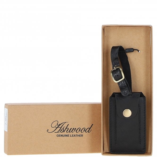 ashwood leather Leather Travel Luggage Tag Black :Battersea l tag