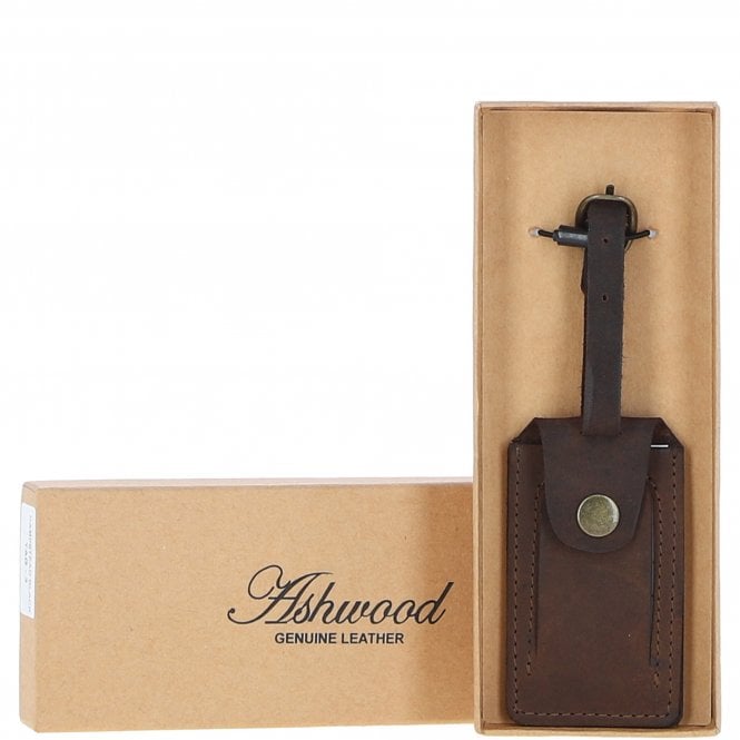 ashwood leather Leather Travel Luggage Tag Brown : Antico tag 1