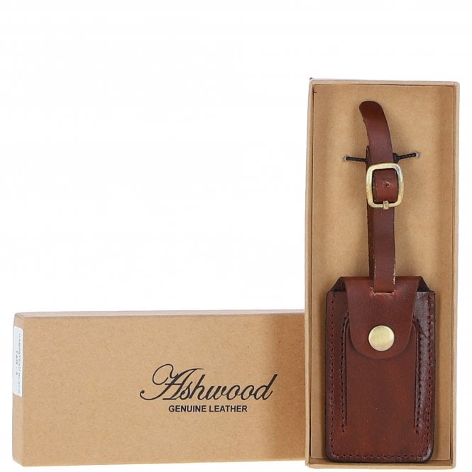 ashwood leather Leather Travel Luggage Tag H Brown :Poh-1546