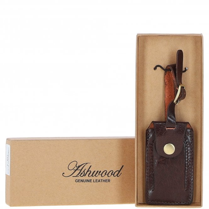 ashwood leather Leather Travel Luggage Tag Vt Cognac :Poh-1546