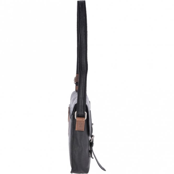 Ashwood Leather Leather Vintage Flight Shoulder Bag Black/mud : F-84