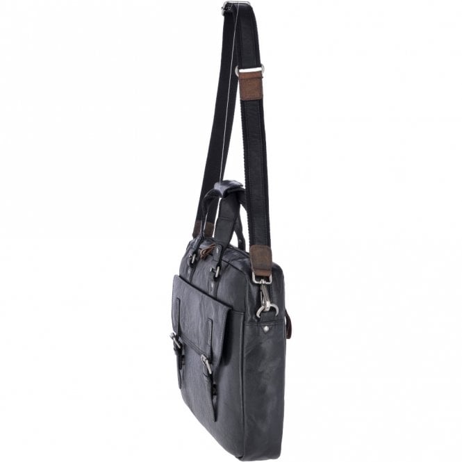 Ashwood Leather Leather Vintage Laptop Work Bag Black/mud : F-83