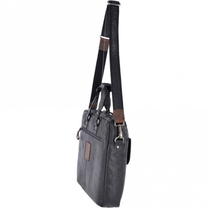 Ashwood Leather Leather Vintage Laptop Work Bag Black/mud : F-83