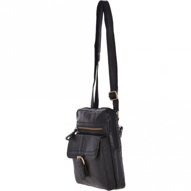 Ashwood Leather Leather Vintage Medium Flight Shoulder Bag Black : G-33