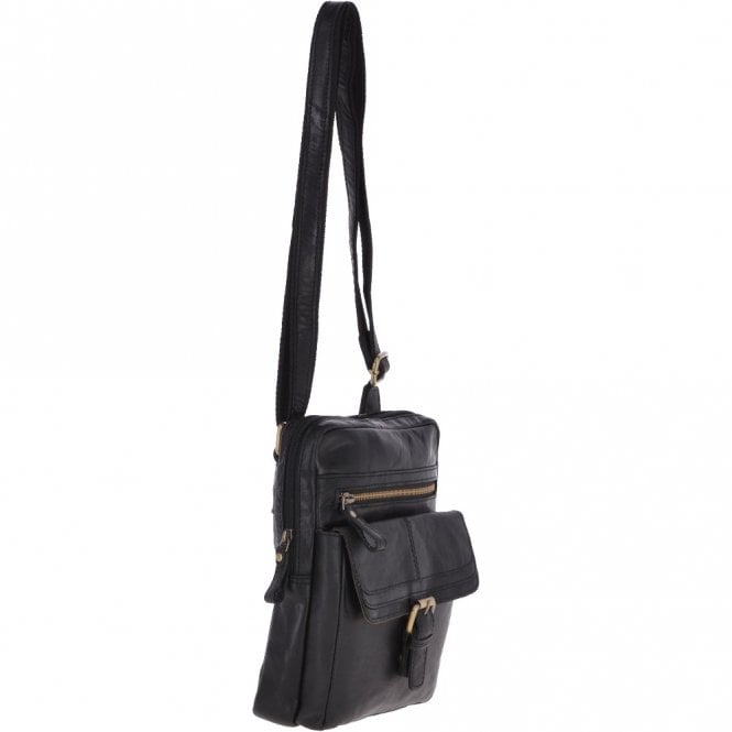 Ashwood Leather Leather Vintage Medium Flight Shoulder Bag Black : G-33