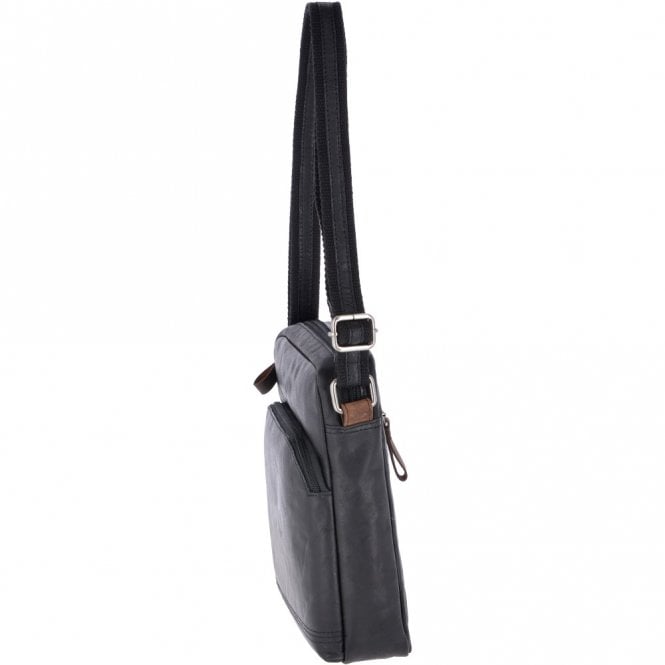 Ashwood Leather Leather Vintage Medium Flight Shoulder Bag Black/mud : F-82