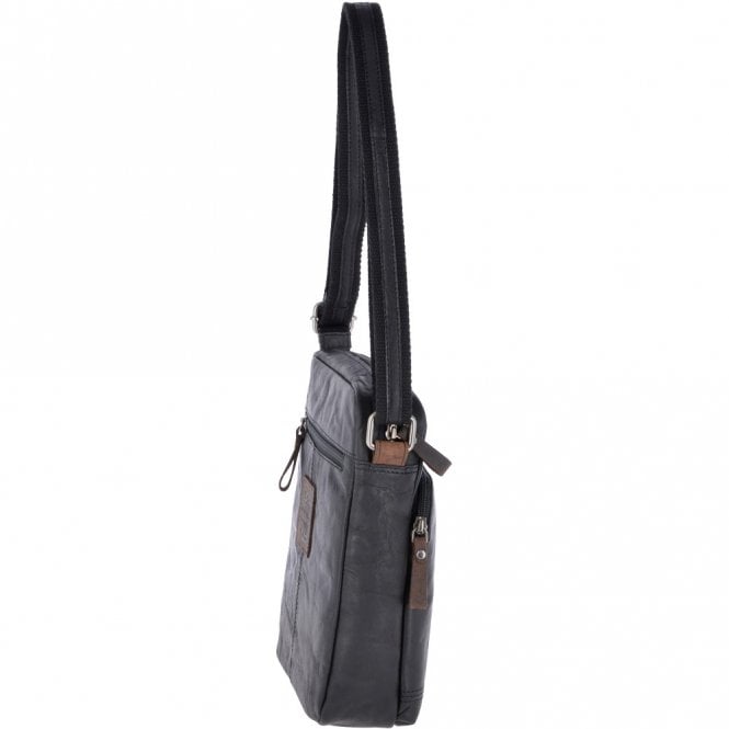 Ashwood Leather Leather Vintage Medium Flight Shoulder Bag Black/mud : F-82