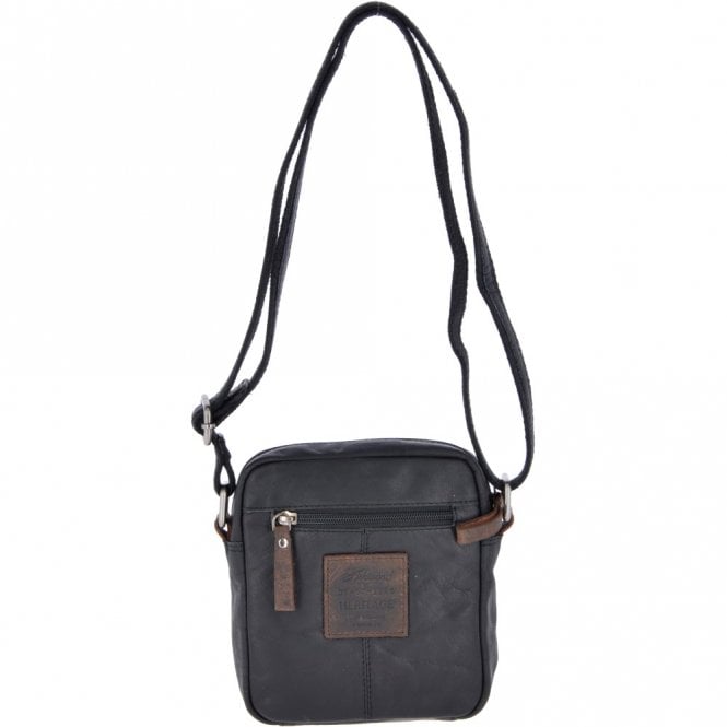 Ashwood Leather Leather Vintage Small Flight Shoulder Bag Black : F-81